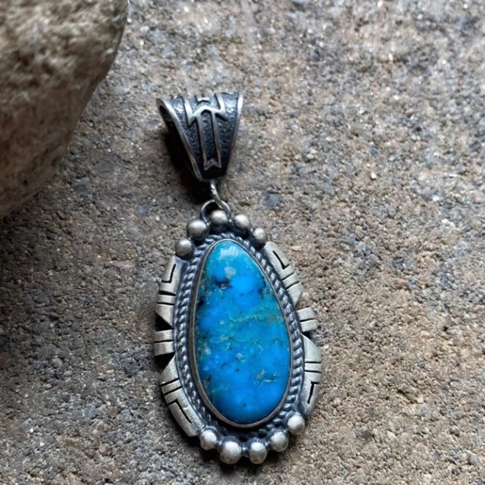 Nativeamerican Sterlingsilver Turquoisependant.P S - image 5